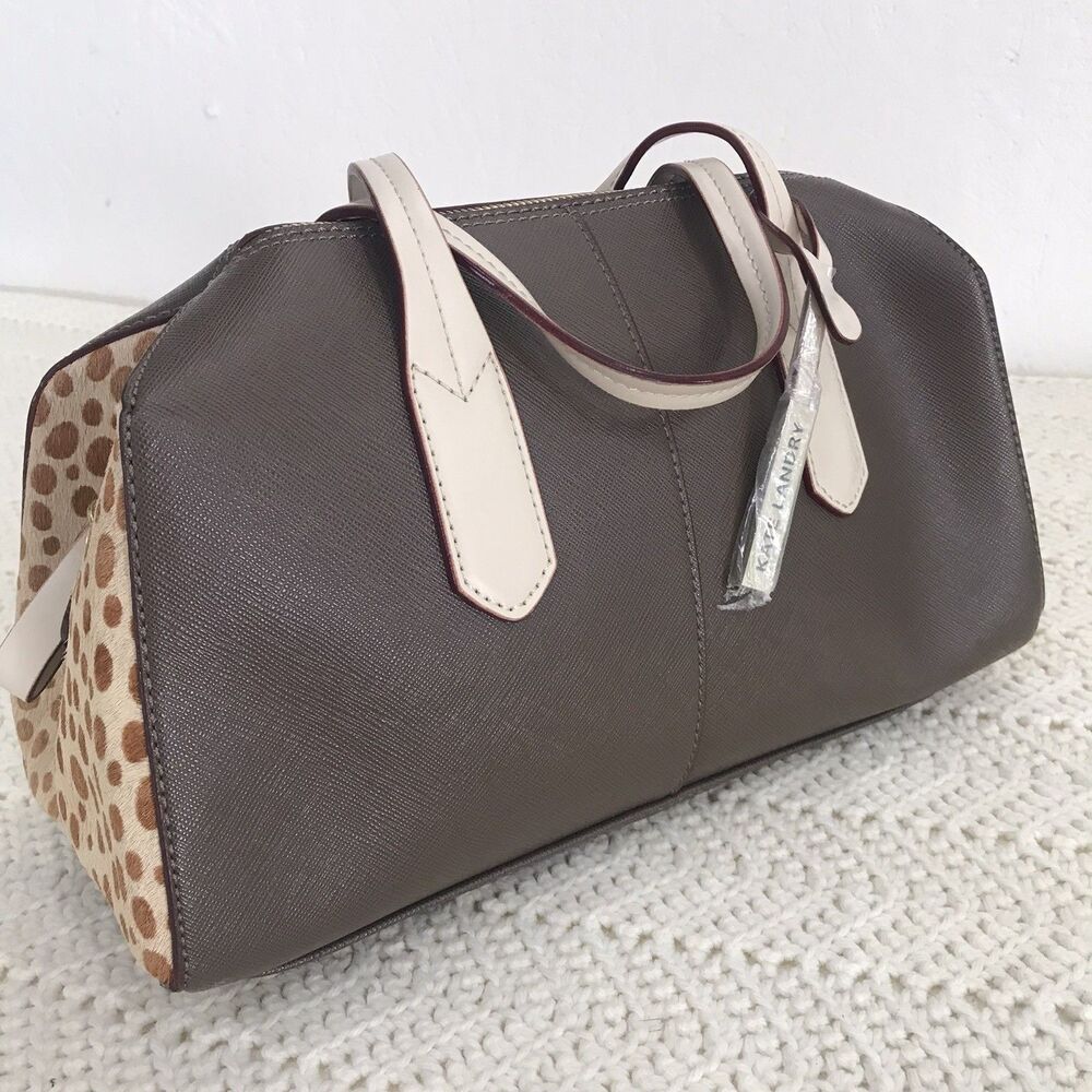 Kate Landry Leopard Print Faux Pony Hair Barrel Bag Boho Luxury Cowgirl